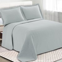 Colcha Cobre Leito King kit 3 peças Dupla Face Microfibra Soft Ultrassônico - Cinza - Camesa