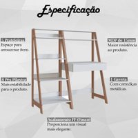 Conjunto Escrivaninha e Estante Para Escritório B94 Branco Montana NOVAM