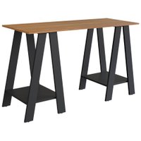 Escrivaninha Mesa Escritorio Cavalete 2 Prateleiras Mell Preto B61 NOVAM