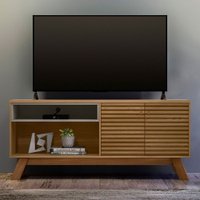 Rack para TV Até 65 Polegadas Camboriú 2 Portas Amêndoa/Titânio - Linea Brasil