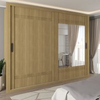 Guarda-Roupa Casal Sunderland 2 Portas 4 Gavetas com Espelho 100% Mdf Castanho - Panorama Móveis