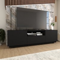 Rack para TV Até 65 Polegadas Louvre 2 Portas 1 Gaveta Preto - Panorama Móveis