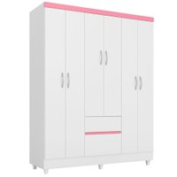 Guarda Roupa Casal 06 Portas 62920 Branco Rosa Flex Demobile