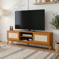 Rack Bancada Para TV Até 65 Polegadas 1,80m 2 Portas Com Tela Rattan Cedro Cairo EDN