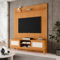 Rack Bancada Cairo Com Painel Para TV Até 75 Polegadas 1,80m Egeo Cedro Ripado Impressão 3D EDN