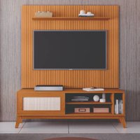 Rack Bancada Caribe Com Painel Para TV Até 55 Polegadas 1,34m Avante Cedro Ripado Impressão 3D EDN