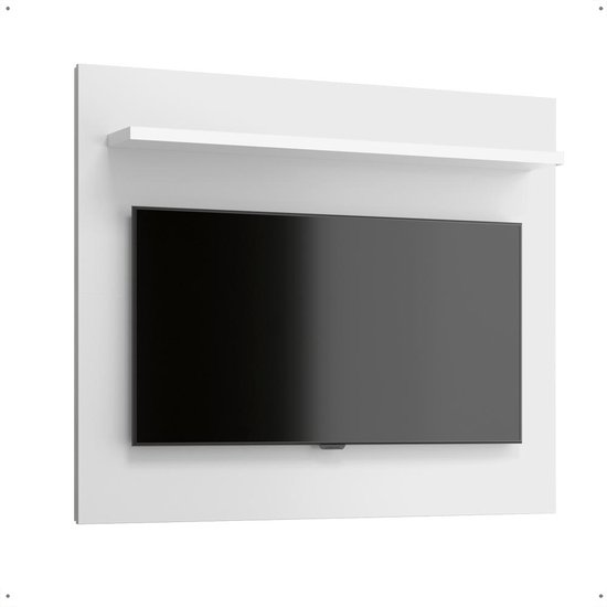 Painel Yan Tv 27 29 32 Polegadas Prateleira Superior Inferior Decoração Sala Quarto Multiuso Branco Acetinado - RPM