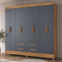 Guarda Roupas Casal 8 Portas 4 Gavetas Freijó/Cinza Flórida Moval