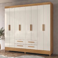 Guarda Roupas Casal 8 Portas 4 Gavetas Freijó/Off White Flórida Moval