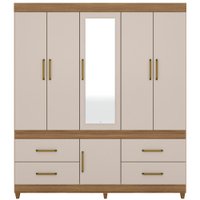 Guarda Roupa Casal 06 Portas Com Espelho 64720 Amendola Off White Demobile
