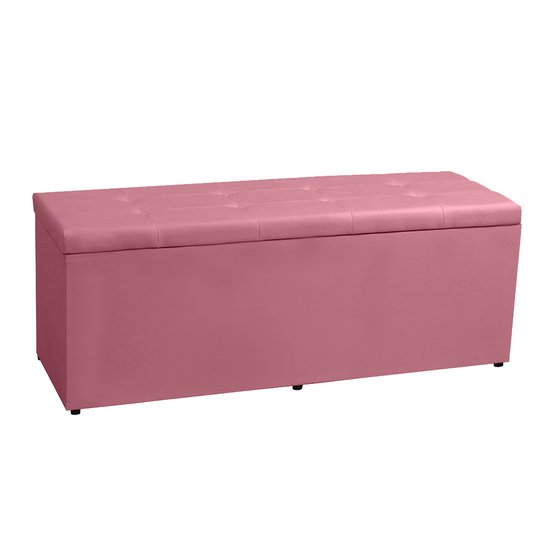 Calçadeira Recamier Baú Solteiro 0,90m Berlim Suede Rosa - Pallazio