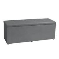 Calçadeira Recamier Baú King 1,95m Berlim Suede Cinza - Pallazio