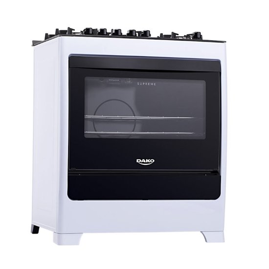Fogão Supreme Glass 5 Bocas com Mesa de Vidro Dako Branco