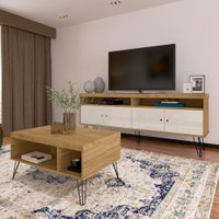 Sala Completa Liberty para TV Até 60 Polegadas Carvalho/Off White - Panorama Móveis