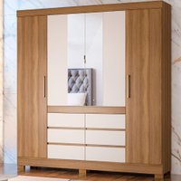 Guarda Roupa Casal 04 Portas Com Espelho 66510 Amendola Off White Demobile