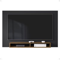 Estante Painel Home Suspenso TV Smart 42 Polegadas Nicho Eletrônico Sala Quarto Pequeno Retrô - Preto/Jequitibá - RPM