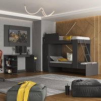 Conjunto Quarto Beliche com Colchão e Mesa Gamer/Painel TV até 65