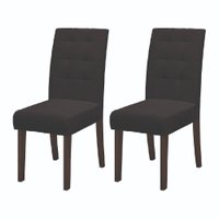 Conjunto Com 2 Cadeiras Estofada Sala de Jantar Dubai Castanho / Preto Dobuê