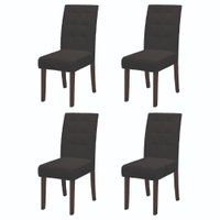 Conjunto Com 4 Cadeiras Estofada Sala de Jantar Dubai Castanho / Preto Dobuê