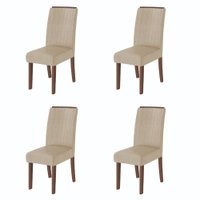 Conjunto Com 4 Cadeiras Estofada Sala de Jantar Grécia Cedro / Bege Dobuê
