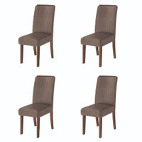 Conjunto Com 4 Cadeiras Estofada Sala de Jantar Grécia Cedro / Mascavo Dobuê