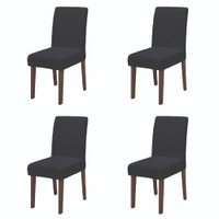 Conjunto Com 4 Cadeiras Estofada Sala de Jantar Trieste Siena Cedro / Chumbo Dobuê