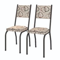 Conjunto Com 2 Cadeiras Tubular Diana Preto Fosco Assento Cedro Artefamol