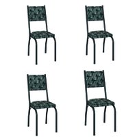 Conjunto Com 4 Cadeiras Tubular Diana Preto Fosco Assento Mosaico Artefamol