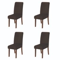 Conjunto Com 4 Cadeiras Estofada Sala de Jantar Grécia Cedro / Marrom Dobuê