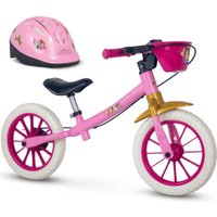 Bicicleta Princesas da Disney Bike de Equilíbrio sem Pedal com Capacete