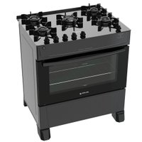 Fogão Atlas 5 Bocas Preto Mônaco Top Glass com Acendimento automático