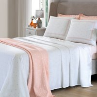 Jogo de Cama Queen 4 Peças Lençol com Elástico 100 Algodão Percal 180 Fios 158x198x35cm - Dohler - Sofia