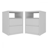 Mesa de Cabeceira Gales Kit 2 Mesas de Cabeceira 100% Mdf Branca - Mambel