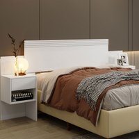 Cabeceira Extensível Verona com 2 Gavetas Branco - Panorama Móveis
