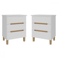 Mesa de Cabeceira Logan Kit 2 Mesas de Cabeceira 100% Mdf Branco/Olmo - Mambel