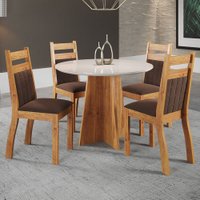 Mesa de Jantar 4 Lugares Cascais Mel/Bombom/Off White - Viero Móveis
