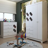 Quarto Infantil Completo Escotilha 5 Portas 7 Gavetas Branco - Panorama Móveis