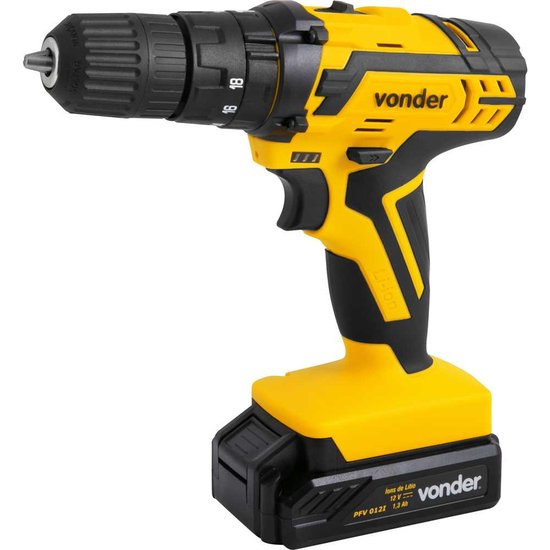 Parafusadeira/furadeira com impacto a bateria 12 V fonte bivolt automática PFV 012I VONDER