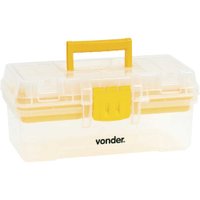 Caixa plástica para ferramentas transparente e amarela com 1 bandeja CPV 0300 VONDER
