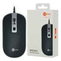 Mouse Lecoo, USB, 1600DPI, Ambidestro, Preto - MS104