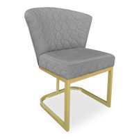 Poltrona Vitória Veludo Grafite Matelassê Base Metálica Industrial Dourado - Pallazio