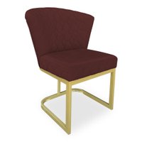 Poltrona Vitória Veludo Marsala Matelassê Base Metálica Industrial Dourado - Pallazio