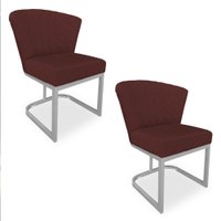 Kit 02 Poltronas Vitória Veludo Marsala Matelassê Base Metálica Industrial Prata - Pallazio