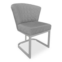 Poltrona Vitória Veludo Grafite Matelassê Base Metálica Industrial Prata - Pallazio