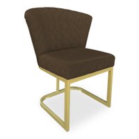 Poltrona Vitória Veludo Marrom Matelassê Base Metálica Industrial Dourado - Pallazio