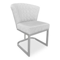 Poltrona Vitória Veludo Cinza Matelassê Base Metálica Industrial Prata - Pallazio
