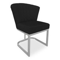 Poltrona Vitória Veludo Preto Matelassê Base Metálica Industrial Prata - Pallazio