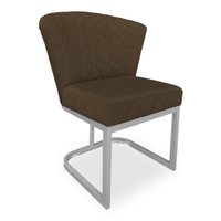 Poltrona Vitória Veludo Marrom Matelassê Base Metálica Industrial Prata - Pallazio