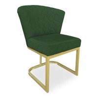Poltrona Vitória Veludo Verde Matelassê Base Metálica Industrial Dourado - Pallazio