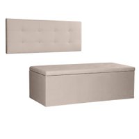 Kit Painel e Calçadeira Baú Casal 1,40m Berlim Suede - Pallazio
